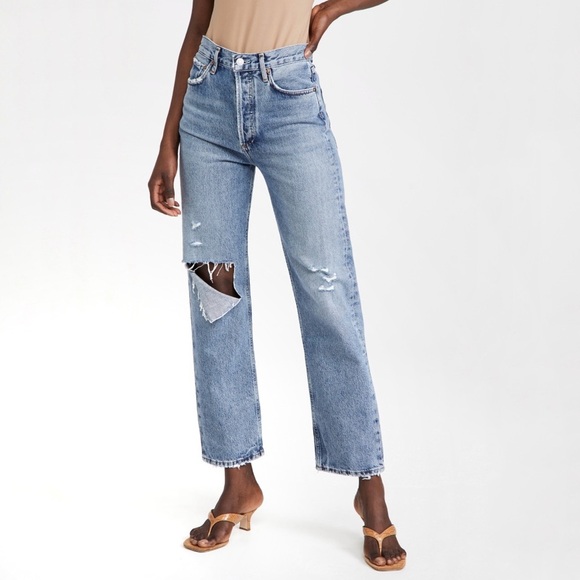 Agolde 90's Pinch Waist High Rise Straight Leg Jeans In Lineup Size 24 - Picture 1 of 6